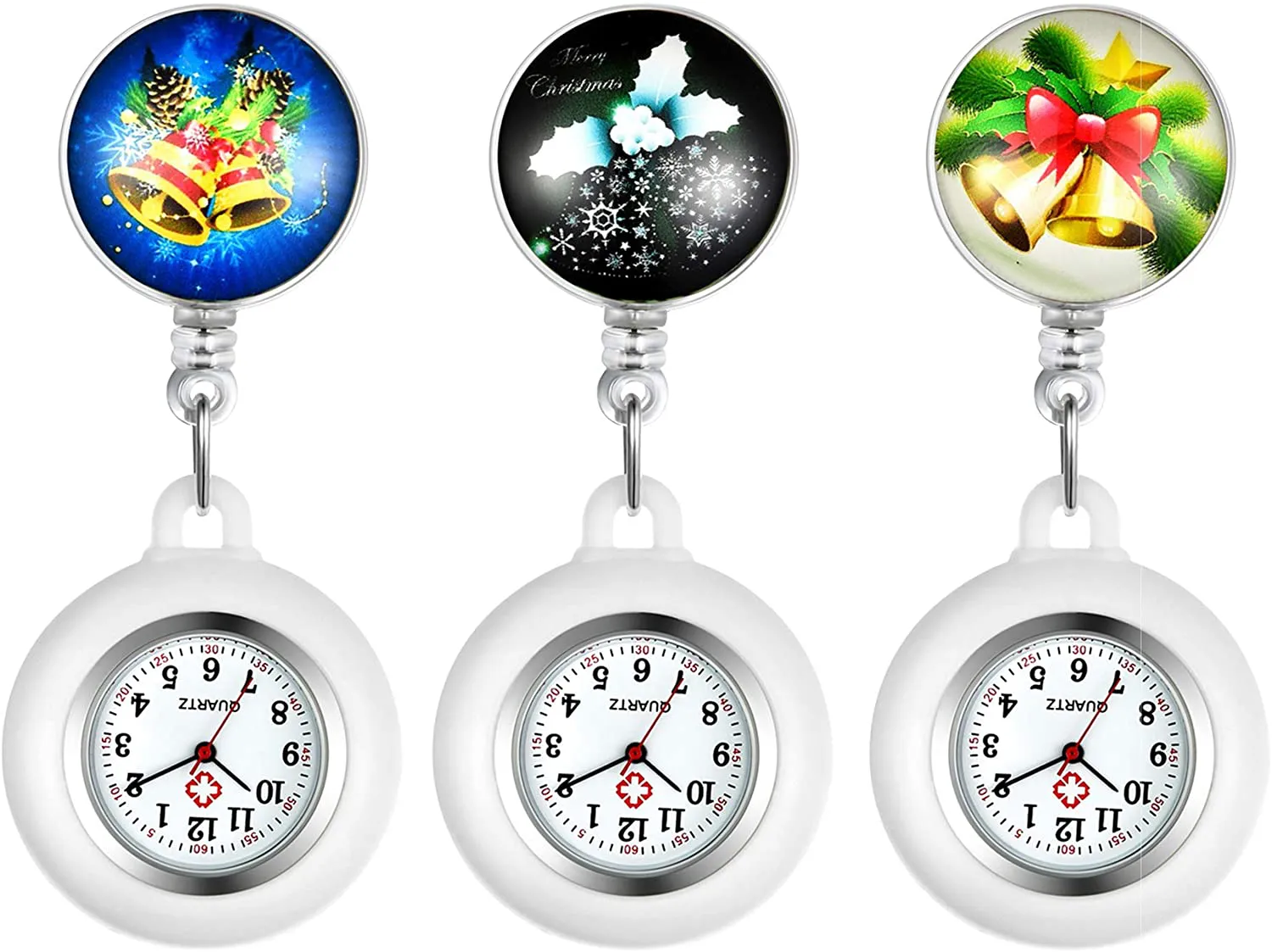 1-3 Pack Retractable Nurse Watch with Second Hand for Nurse and Doctors, Clip-on Laple