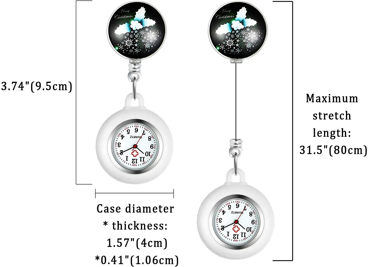 1-3 Pack Retractable Nurse Watch with Second Hand for Nurse and Doctors, Clip-on Laple