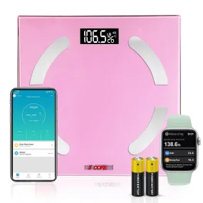 5 Core Smart Digital Bathroom Weighing Scale with Body Fat and Water Weight, Bluetooth BMI Analyzer Machine, 400 lbs., Pink