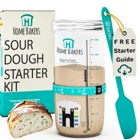 Ameeze Sourdough Starter Kit 24oz Jar Tracker Thermometer Scraper Lid