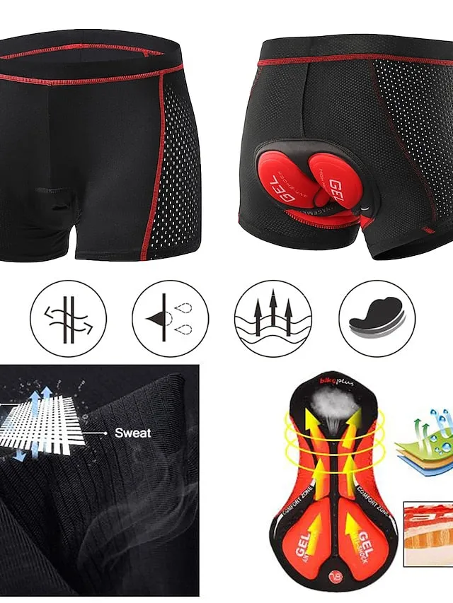 Arsuxeo Men's Cycling Underwear Bike Shorts 3D Padded Shorts Bike Underwear Shorts Padded Shorts / Chamois Race Fit Mountain Bike MTB Road Bike Cycling Sports 3D Pad Breathable Moisture Wicking