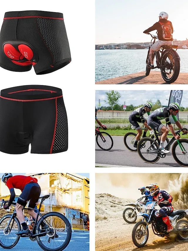 Arsuxeo Men's Cycling Underwear Bike Shorts 3D Padded Shorts Bike Underwear Shorts Padded Shorts / Chamois Race Fit Mountain Bike MTB Road Bike Cycling Sports 3D Pad Breathable Moisture Wicking