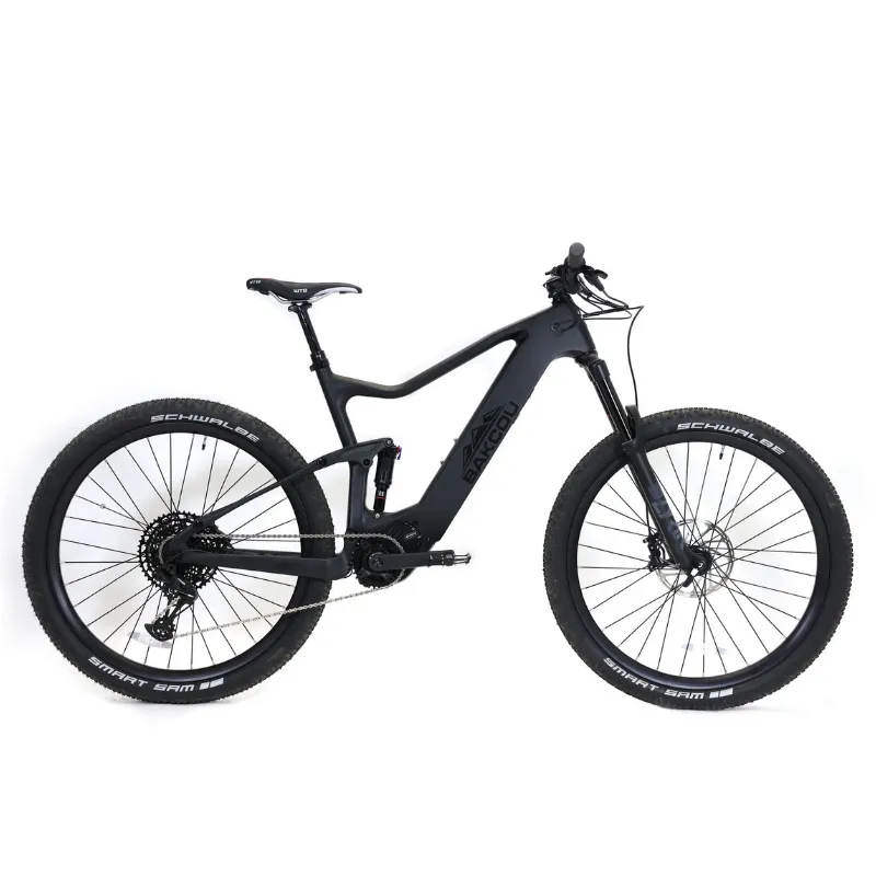 Bakcou Carbon Alpha Full Suspension Electric Mountain Bike, Bafang M600 500W Motor