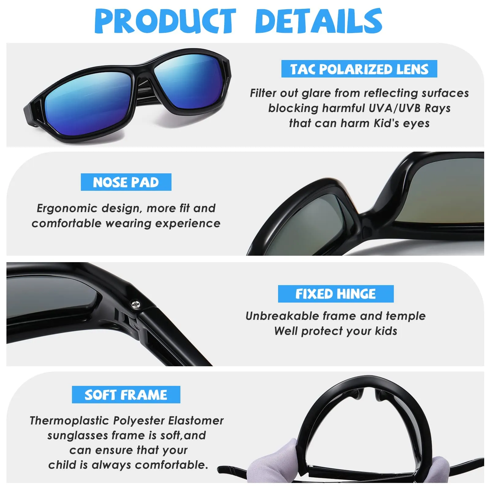 DUCO Polarized Kids Sunglasses with Strap for Boys Girls Youth Sports Baseball Shades UV Protection K029