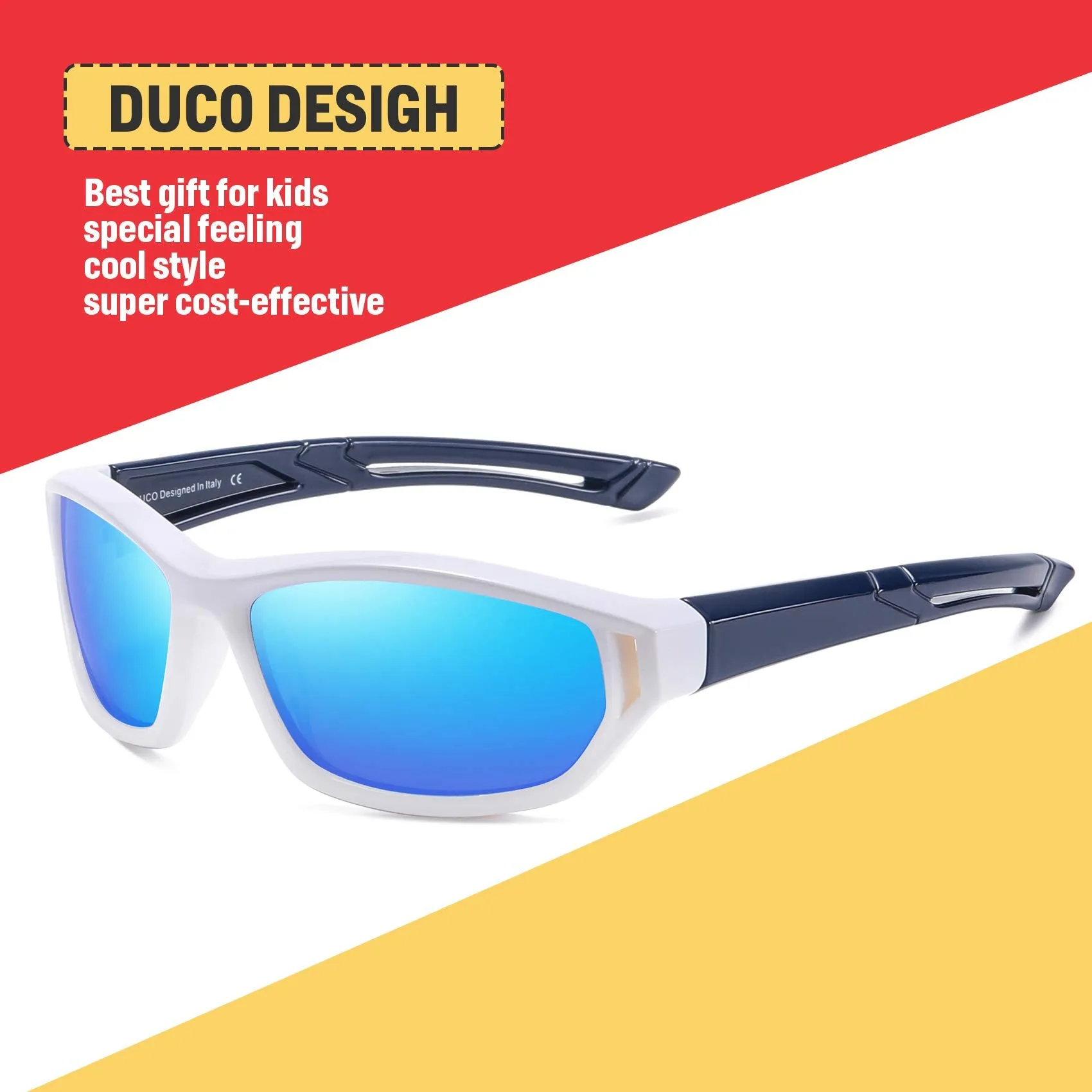 DUCO Polarized Kids Sunglasses with Strap for Boys Girls Youth Sports Baseball Shades UV Protection K029