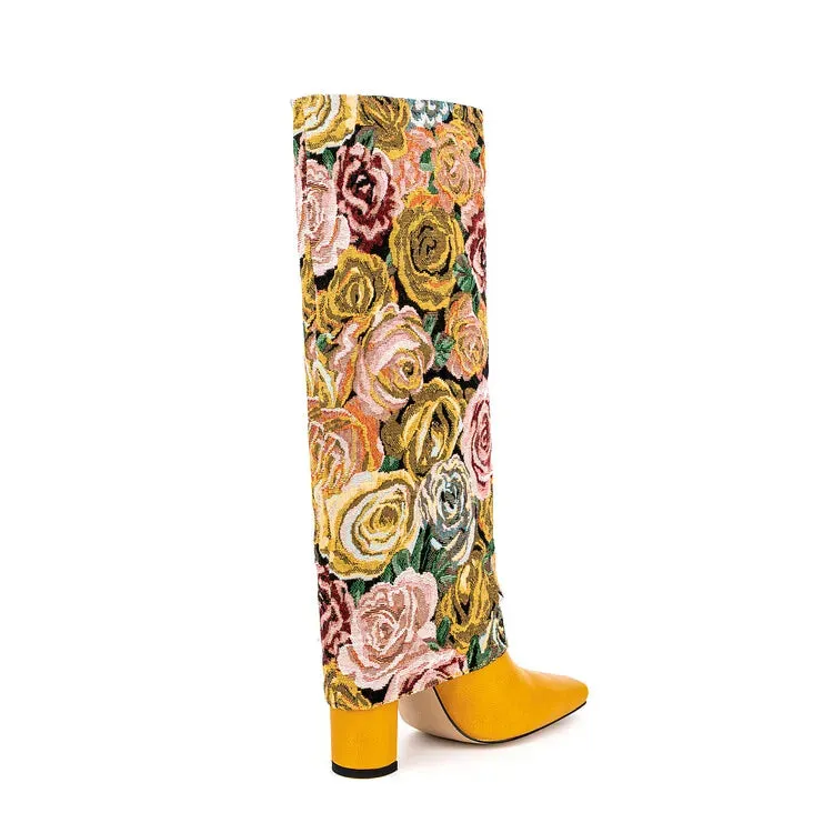 Ethiene Floral Upper Knee High Boots