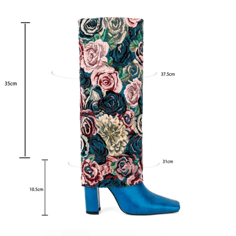 Ethiene Floral Upper Knee High Boots