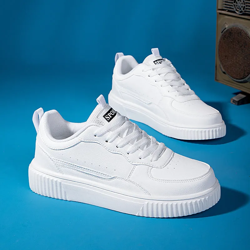 Flat Bottom Breathable White Sneakers