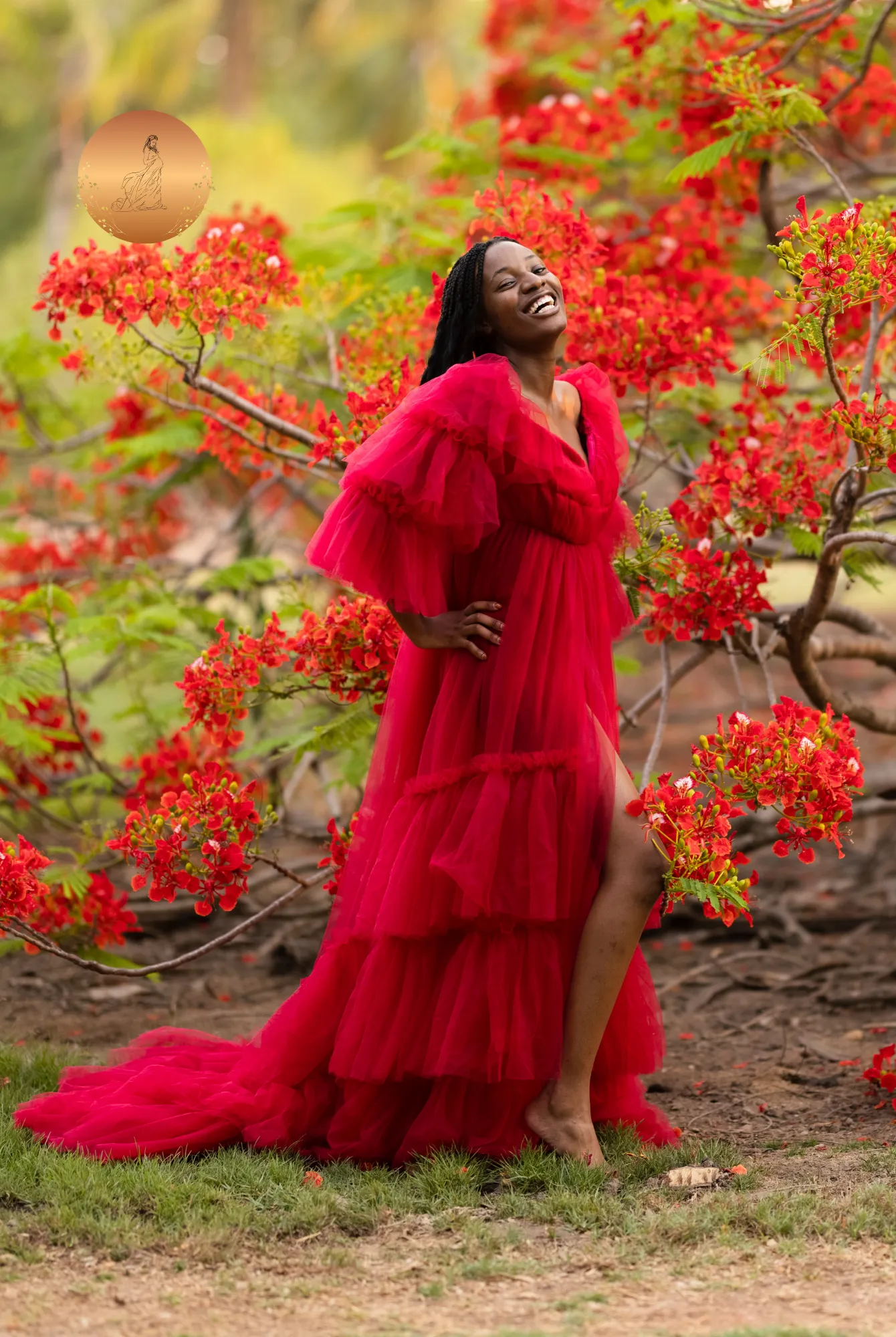 Maternity Photoshoot Dresses - Penny - Red Tulle Gown