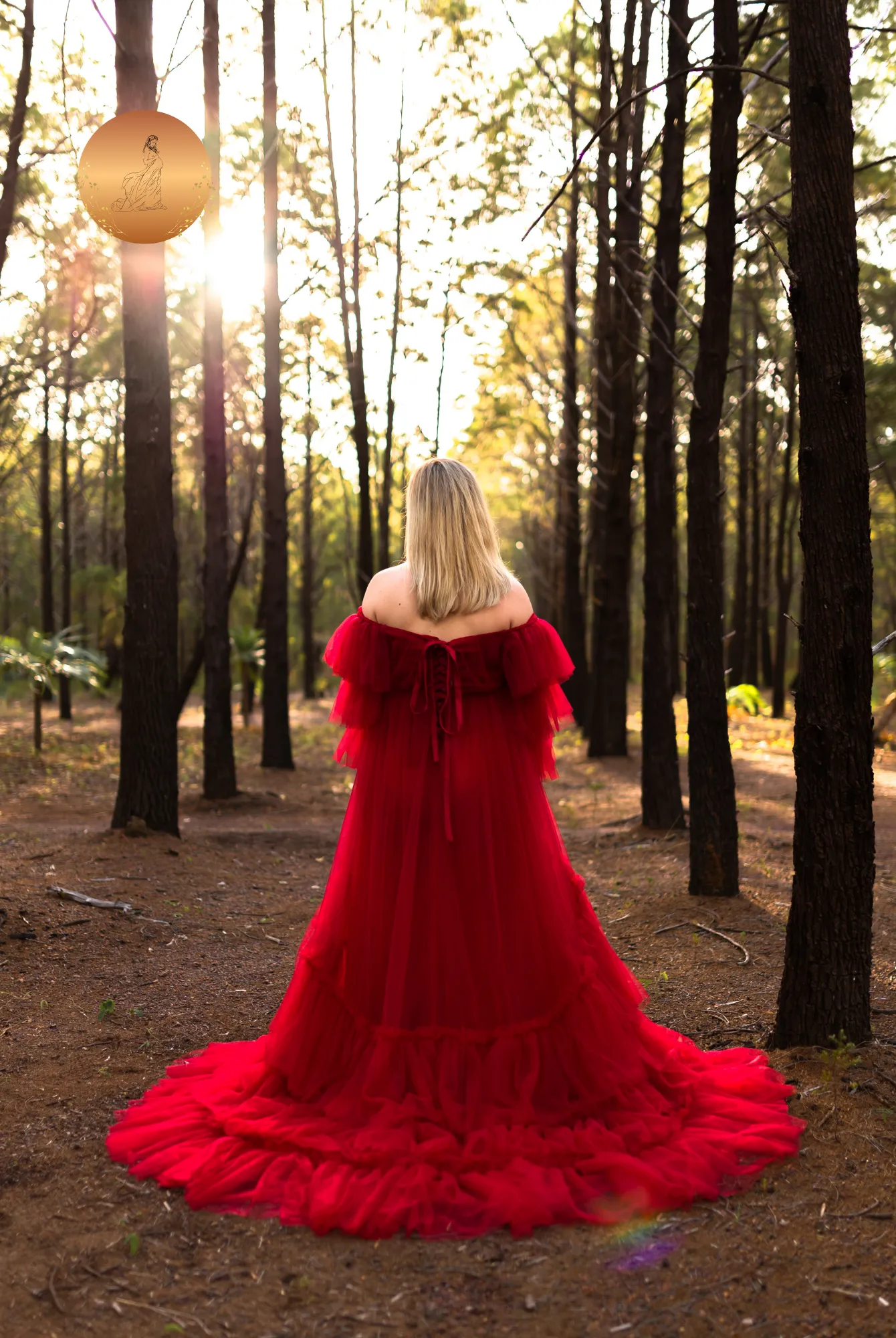 Maternity Photoshoot Dresses - Penny - Red Tulle Gown