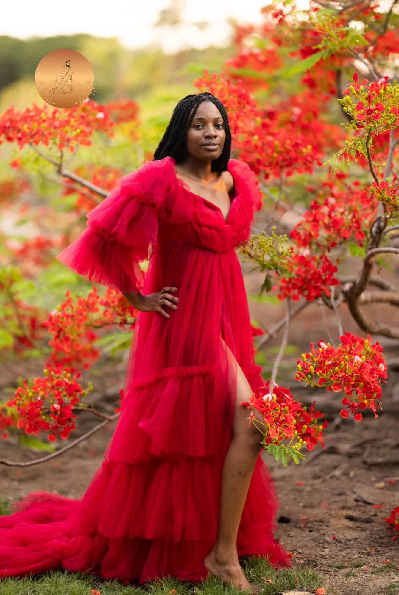 Maternity Photoshoot Dresses - Penny - Red Tulle Gown