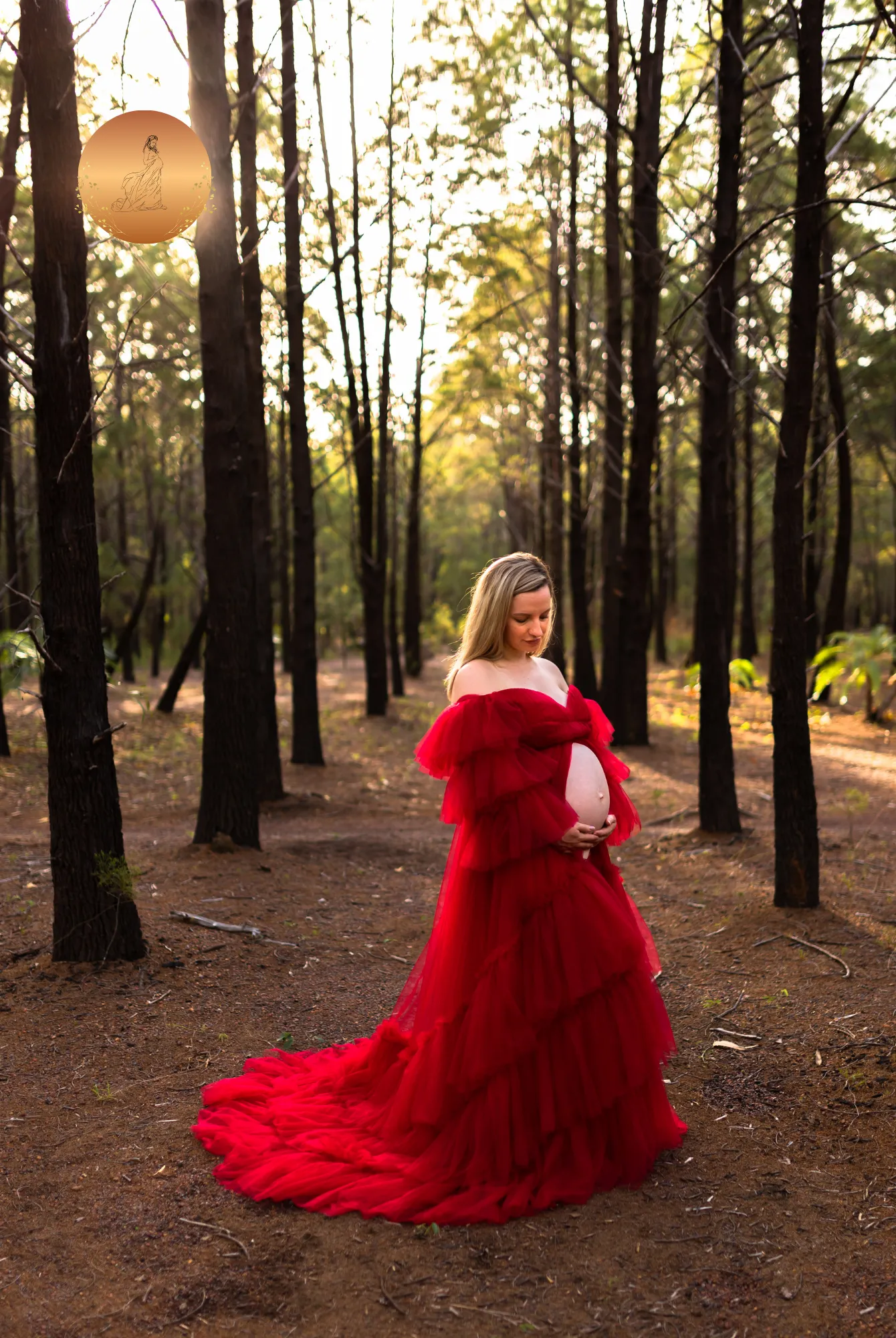 Maternity Photoshoot Dresses - Penny - Red Tulle Gown