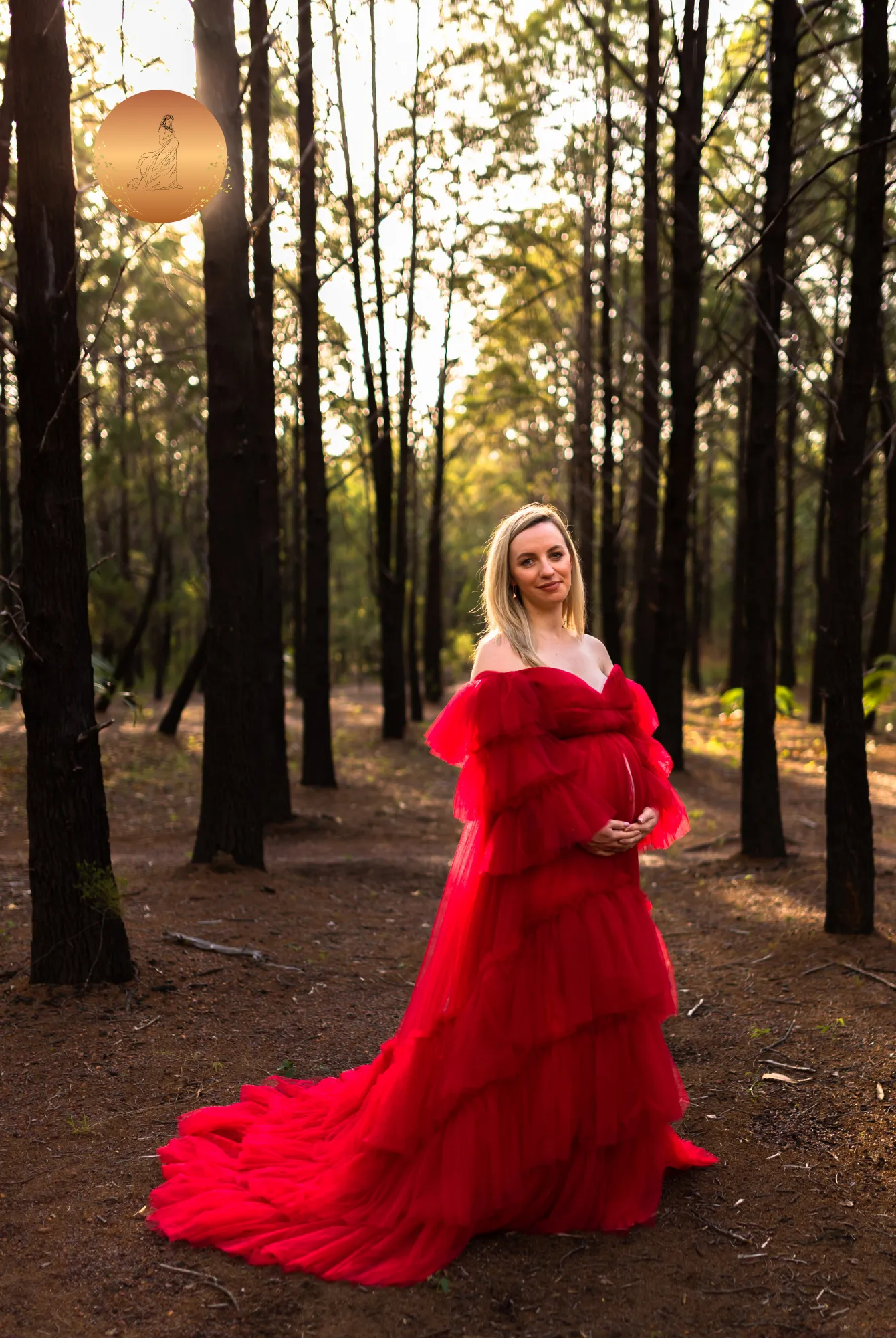 Maternity Photoshoot Dresses - Penny - Red Tulle Gown