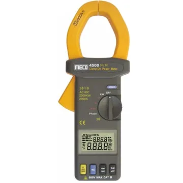 Meco 4500 3Phase / 1Phase TRMS Clamp-On Autoranging Power Meter for AC/DC Power Measurement (2000A, 2000kW)