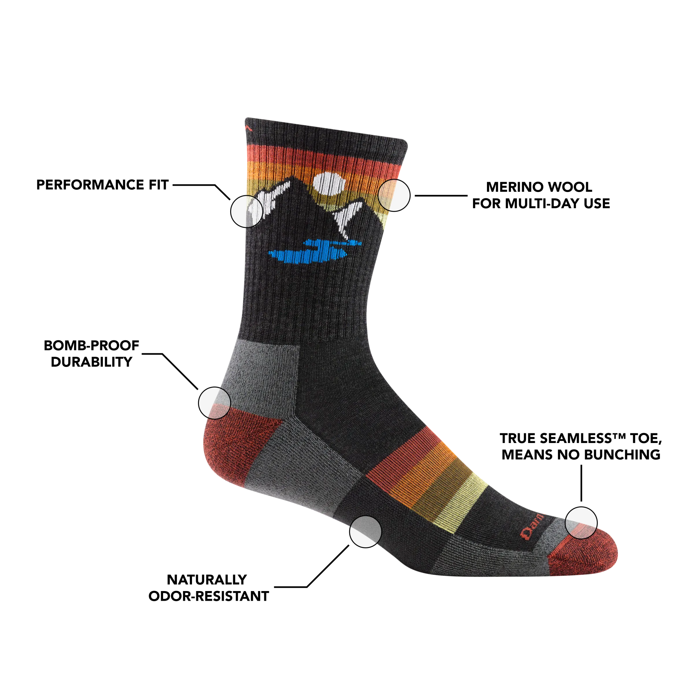 Men's Sunset Ridge Micro Crew  Lightweight Hiking Sock