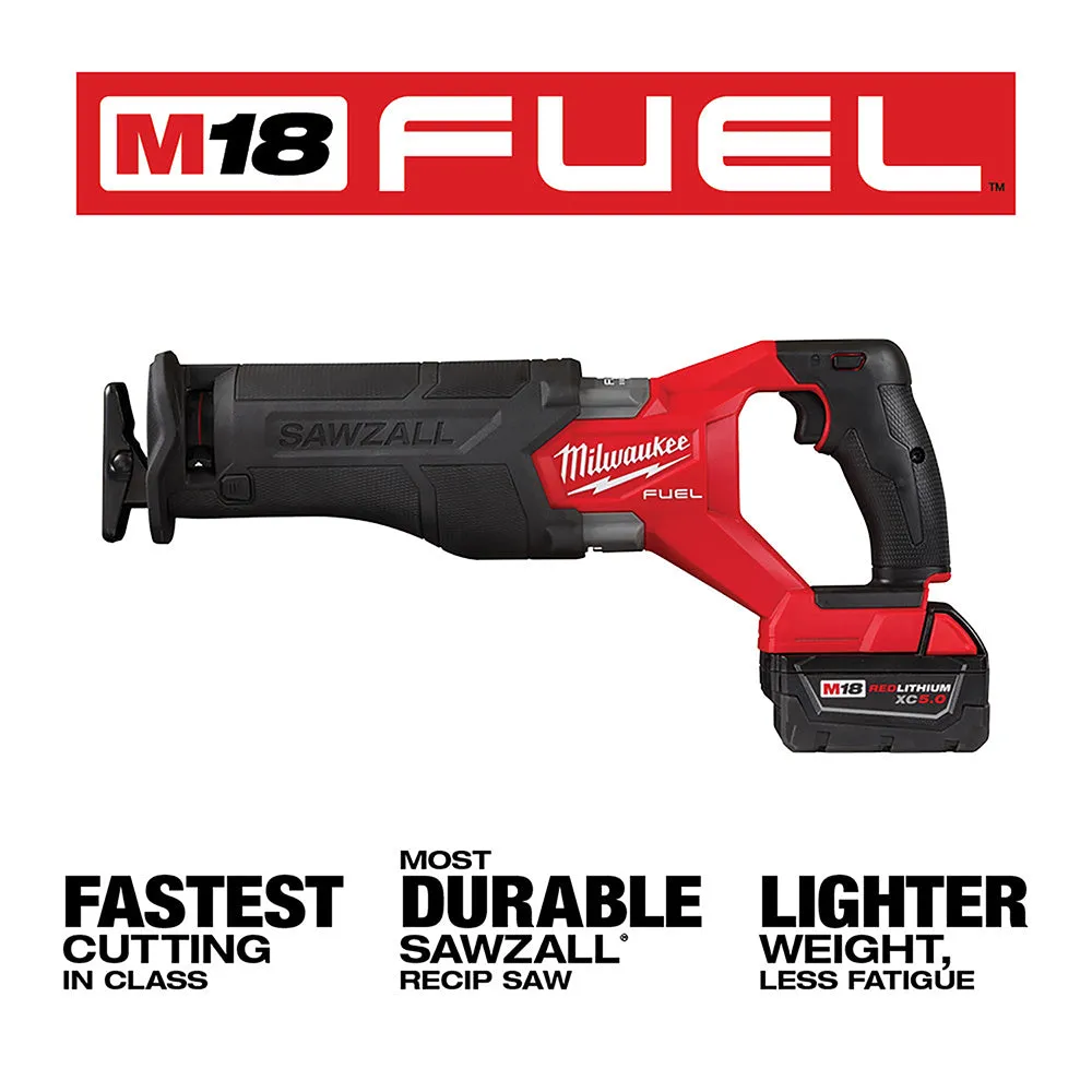 Milwaukee 2821-21SZ M18 FUEL 18V SAWZALL Reciprocating Kit w/ 12 SAWZALL Blades