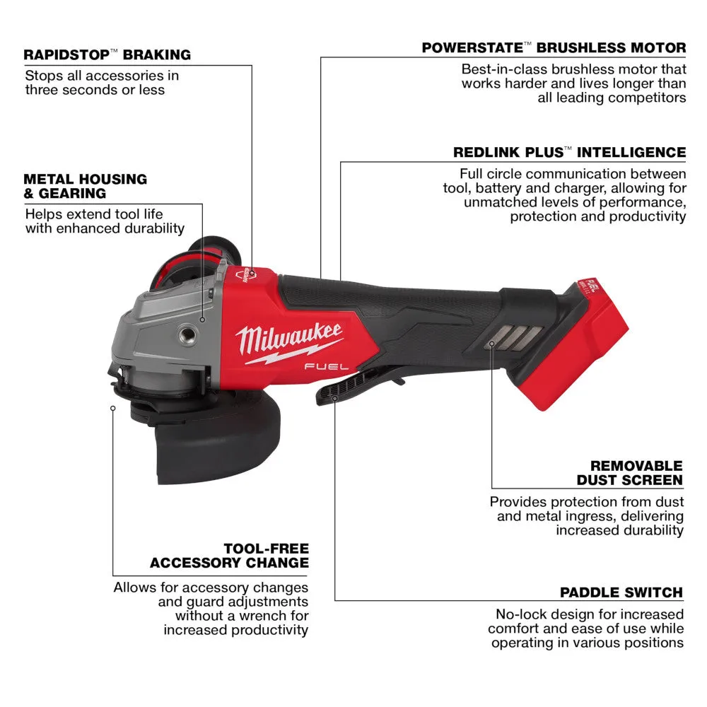 Milwaukee 2880-20 M18 18V Cordless Angle Grinder   48-11-1852 Battery - 2 PK