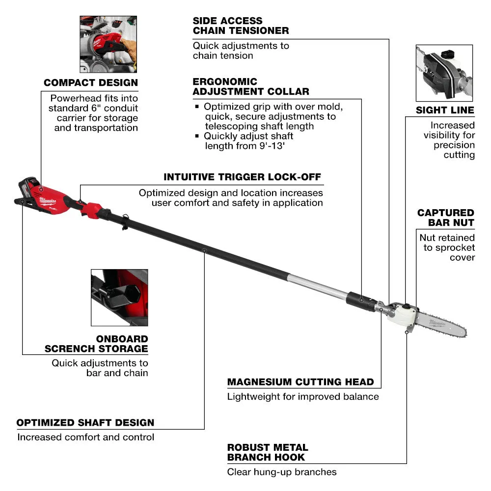 Milwaukee 3013-21 M18 FUEL 18V Cordless Telescoping Pole Saw Kit