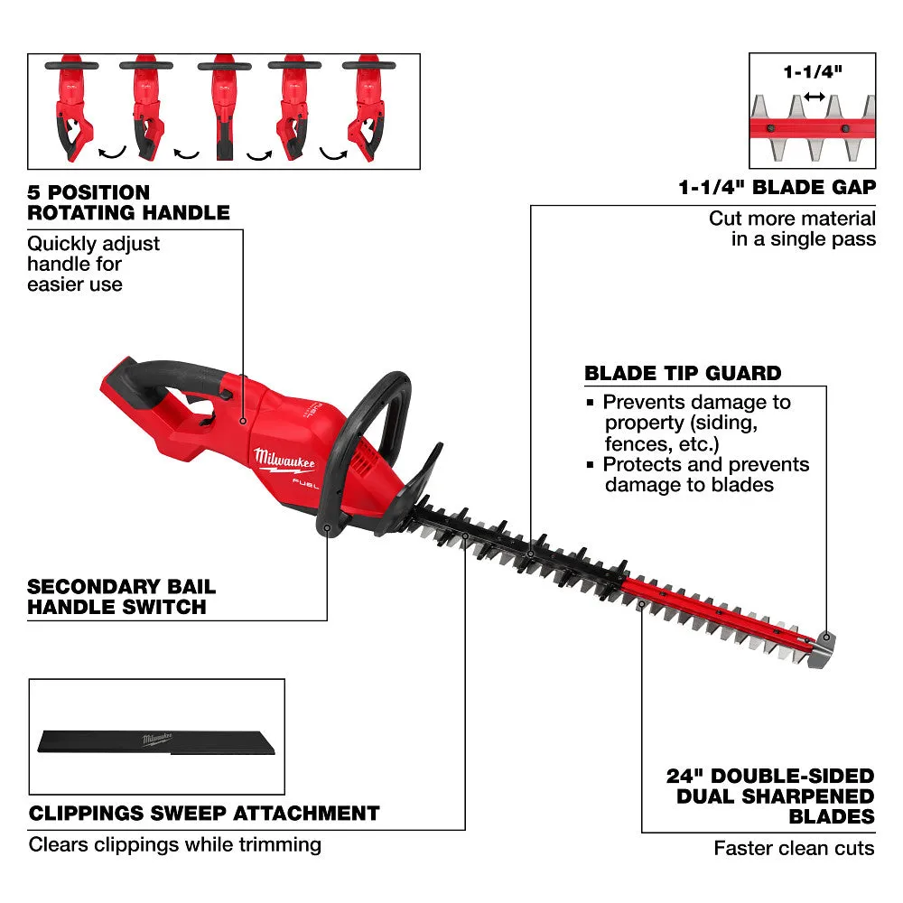 Milwaukee 3033-20 M18 FUEL 18V 24" Cordless Lithium-Ion Hedge Trimmer - Bare Tool