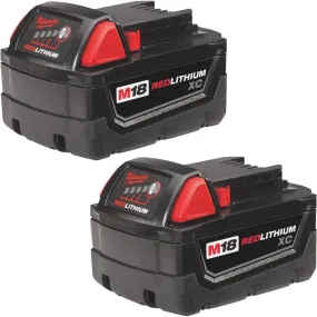 Milwaukee M18 REDLITHIUM XC 18 Volt Lithium-Ion 3.0 Ah Extended Capacity Tool Battery (2-Pack)