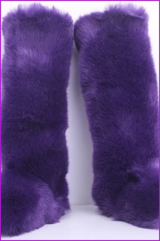 [Pre-sale] 12 Colors Faux Fur Over Knee Boots F373