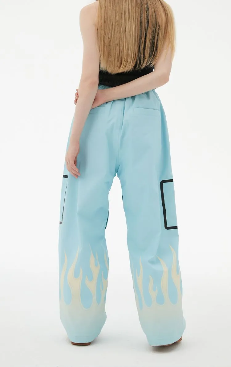 RandomPow Print Flame Fleece Pants - US Only