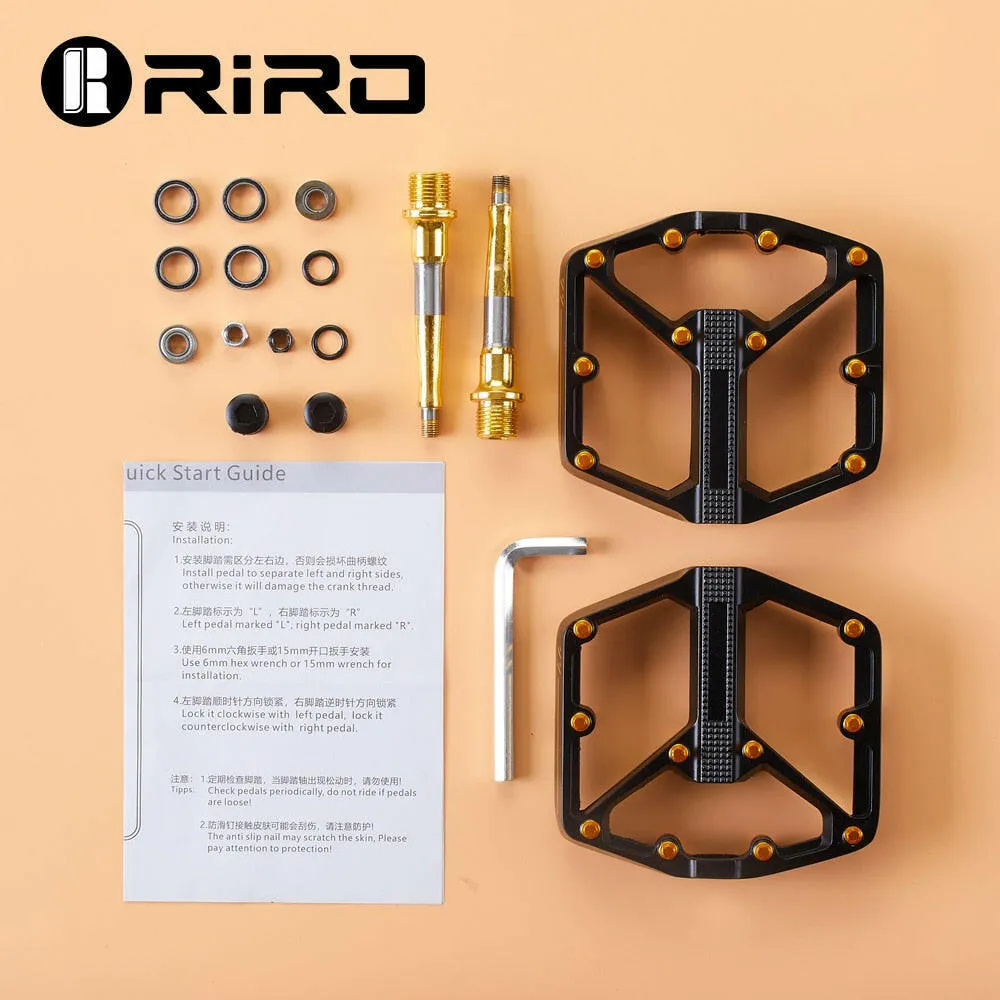 RIRO 3 Bearings MTB Ultra-light Aluminum Alloy Pedals Moutain Bike Non-slip Wide Platform Pedals Road Bicycle Racing Accessories