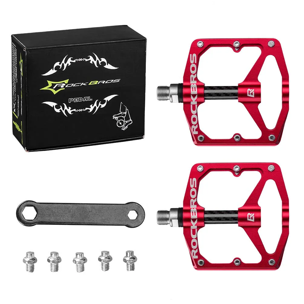 ROCKBROS Mountain MTB Bike Flat 9/16 Lightweight Carbon Fiber Sealed Bearing Pedals