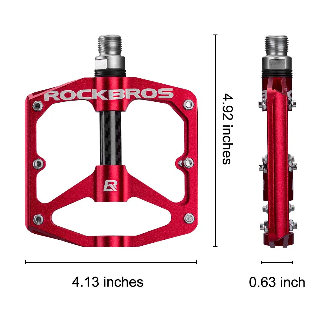 ROCKBROS Mountain MTB Bike Flat 9/16 Lightweight Carbon Fiber Sealed Bearing Pedals