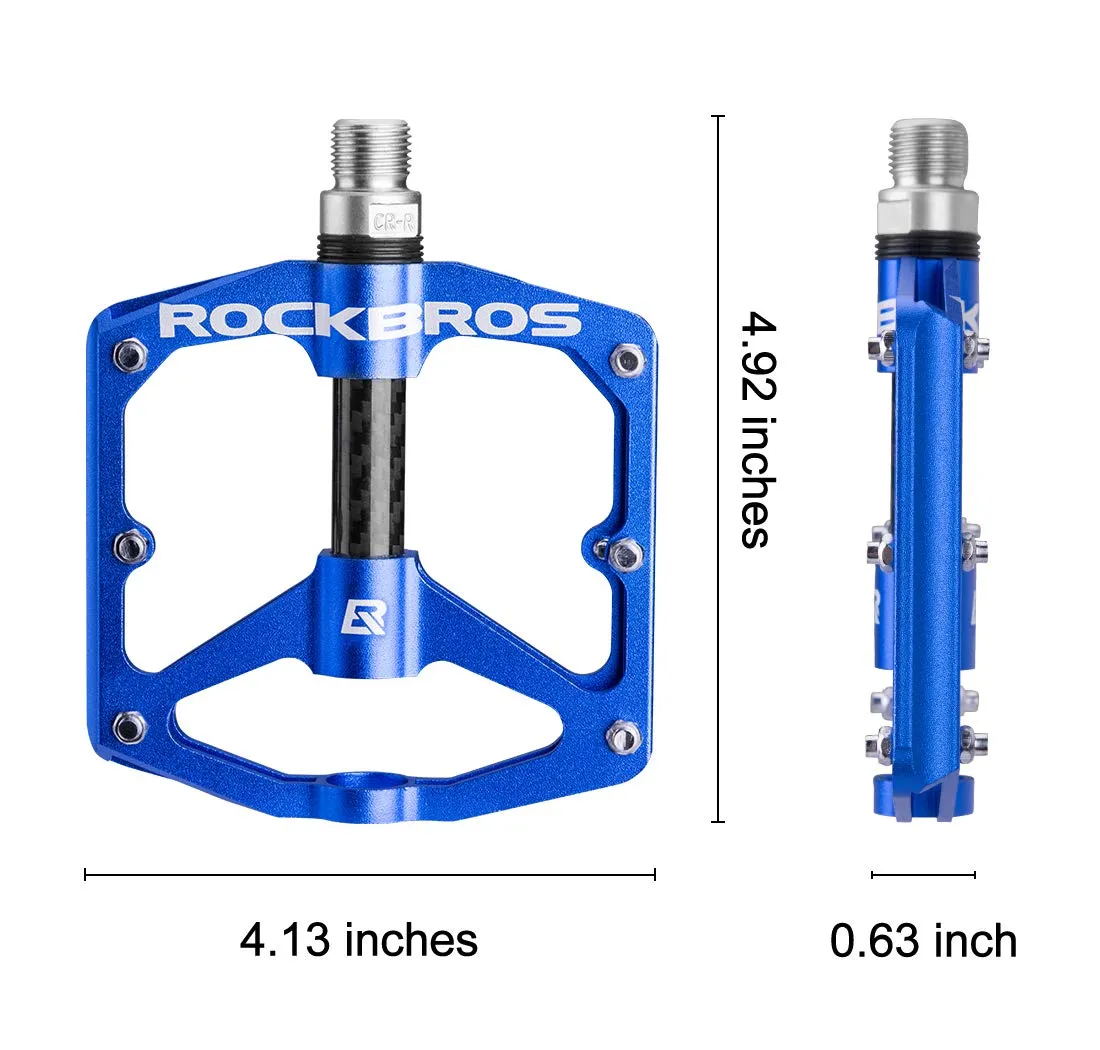 ROCKBROS Mountain MTB Bike Flat 9/16 Lightweight Carbon Fiber Sealed Bearing Pedals