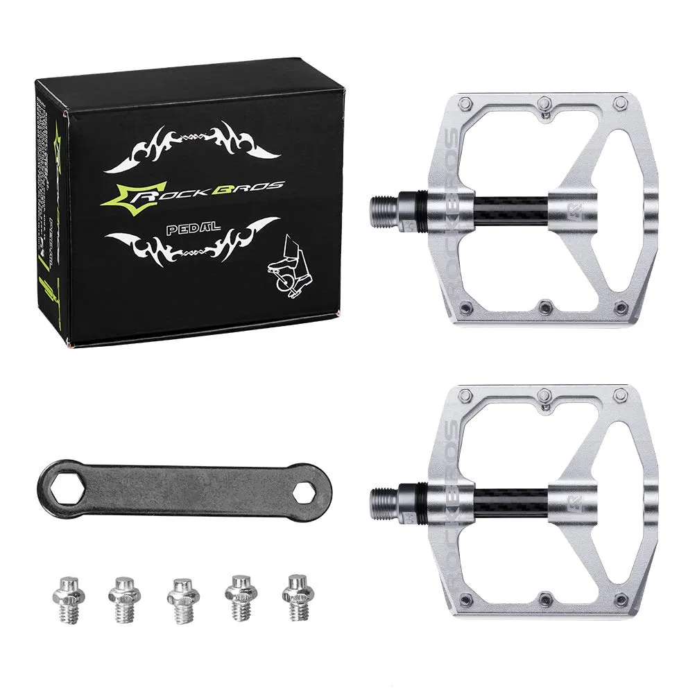 ROCKBROS Mountain MTB Bike Flat 9/16 Lightweight Carbon Fiber Sealed Bearing Pedals