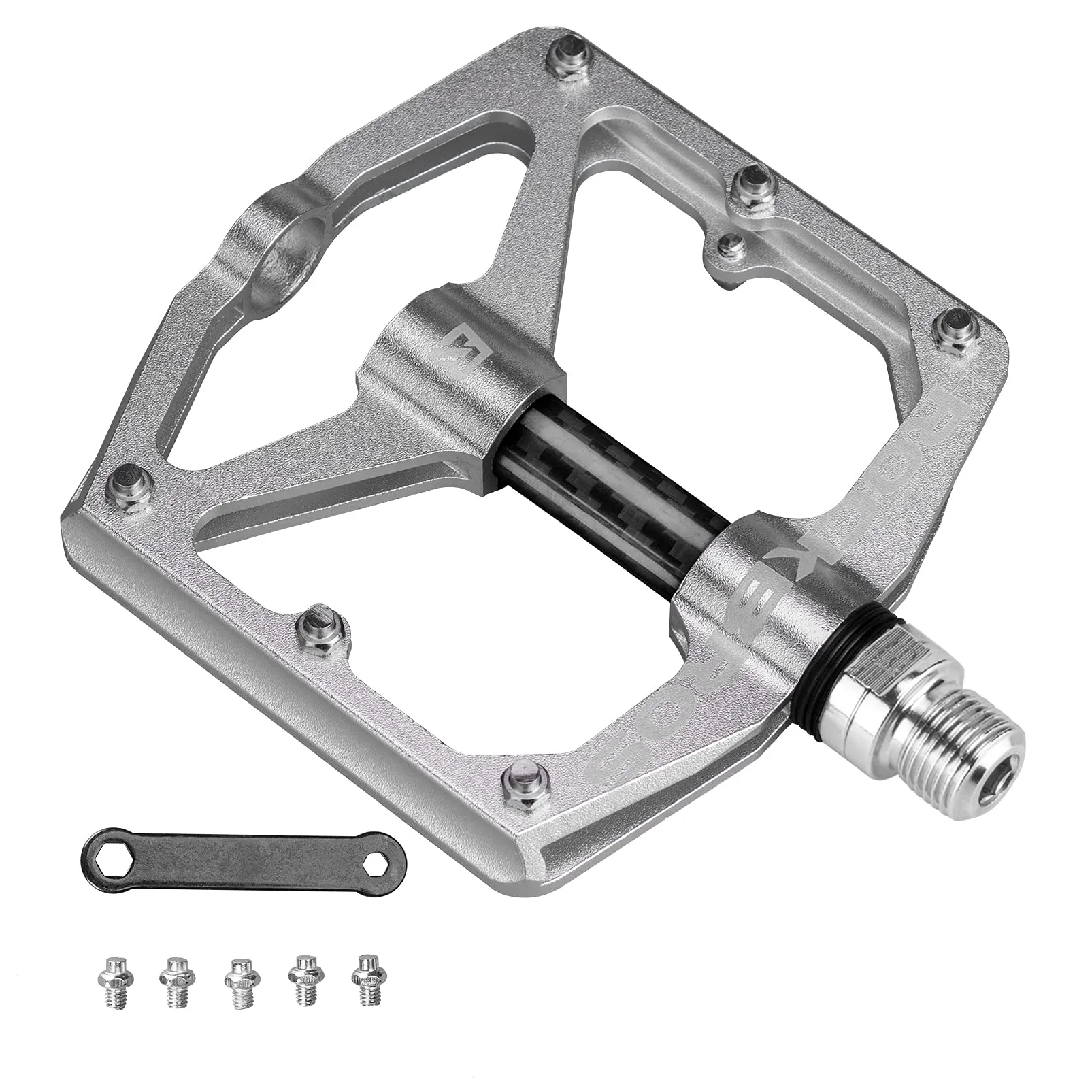 ROCKBROS Mountain MTB Bike Flat 9/16 Lightweight Carbon Fiber Sealed Bearing Pedals