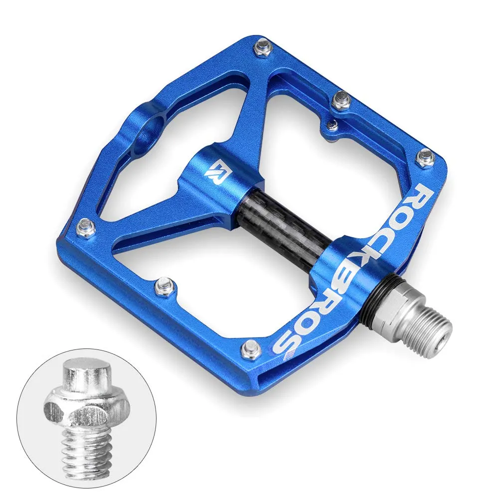 ROCKBROS Mountain MTB Bike Flat 9/16 Lightweight Carbon Fiber Sealed Bearing Pedals