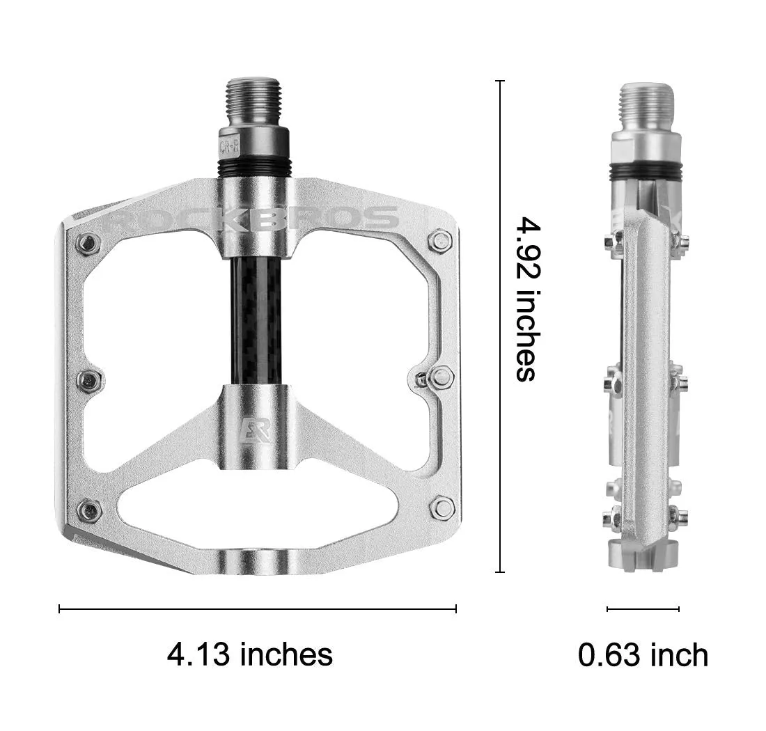 ROCKBROS Mountain MTB Bike Flat 9/16 Lightweight Carbon Fiber Sealed Bearing Pedals