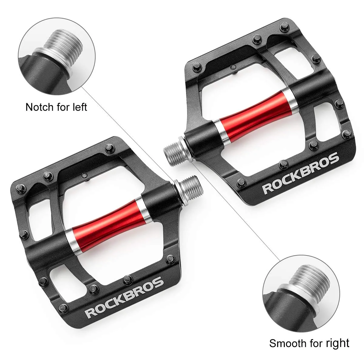 ROCKBROS MTB Pedals Platform Bike Pedal Aluminum 9/16" Bicycle Pedal Non-Slip Lightweight Flat Pedals for BMX Road Mountain Bikes