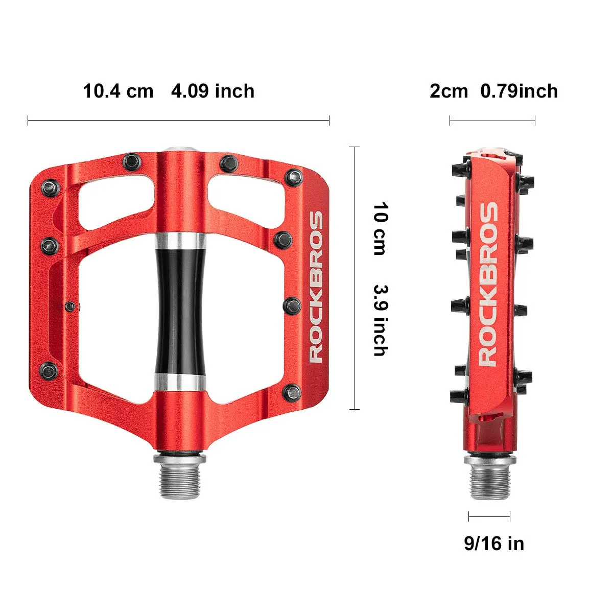 ROCKBROS MTB Pedals Platform Bike Pedal Aluminum 9/16" Bicycle Pedal Non-Slip Lightweight Flat Pedals for BMX Road Mountain Bikes