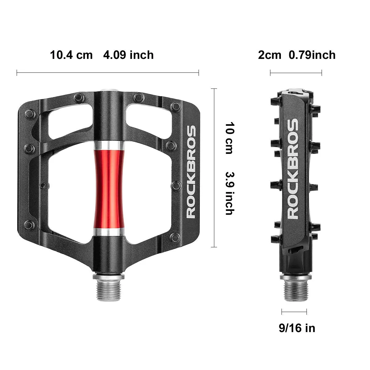 ROCKBROS MTB Pedals Platform Bike Pedal Aluminum 9/16" Bicycle Pedal Non-Slip Lightweight Flat Pedals for BMX Road Mountain Bikes