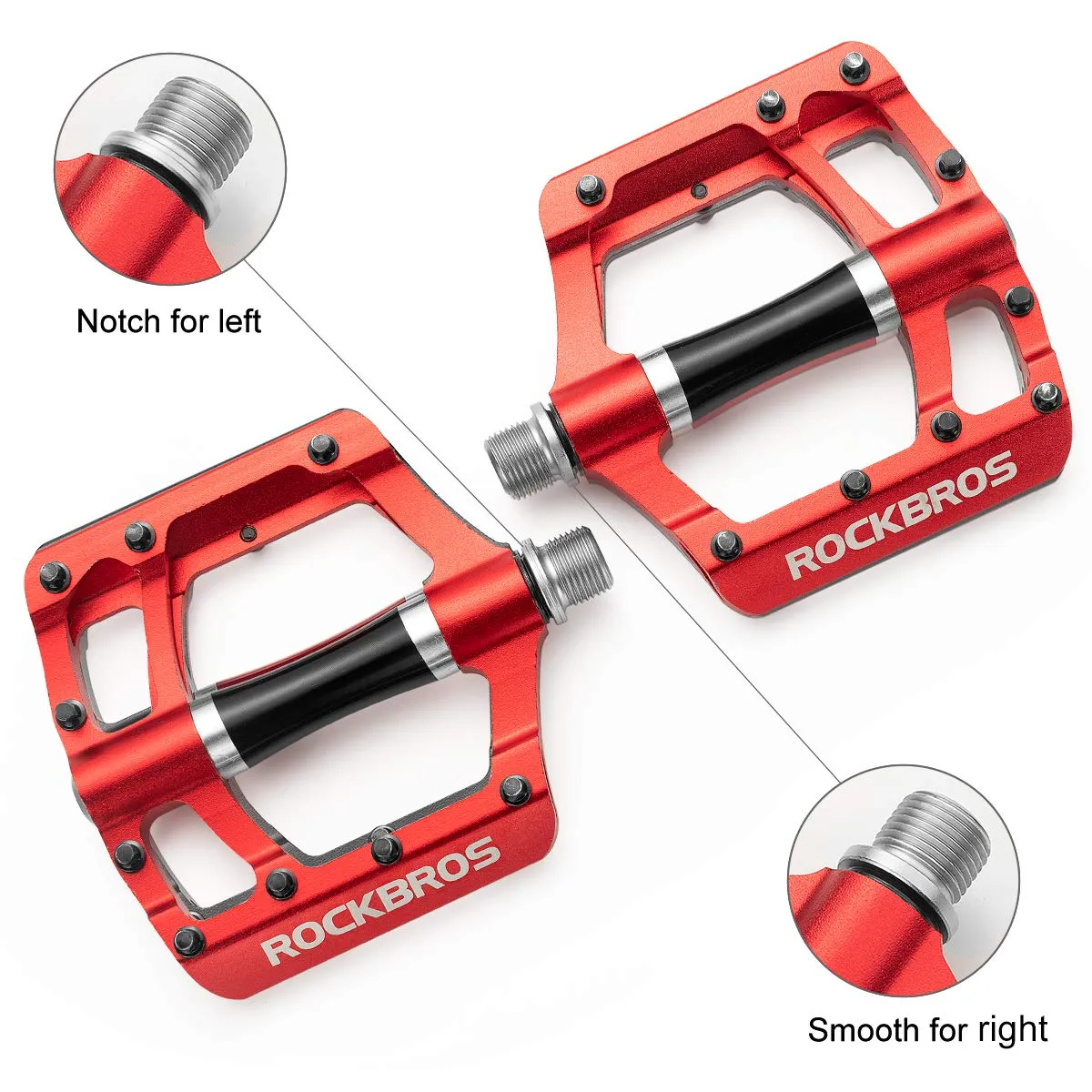 ROCKBROS MTB Pedals Platform Bike Pedal Aluminum 9/16" Bicycle Pedal Non-Slip Lightweight Flat Pedals for BMX Road Mountain Bikes